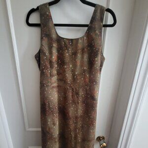 Vintage 90s Brown Floral Sleeveless Maxi Dress - Size 9/10